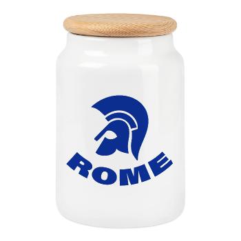 ROME - Cookie Jar with Wooden Lid - white - Front