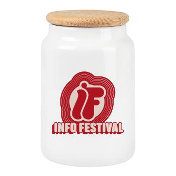 Festival & Vinyl, Retro-Inspiration - Keksdose mit Holzdeckel - Weiß - Vorne
