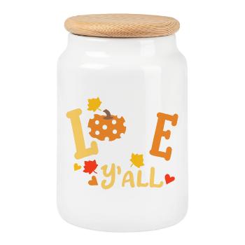 Herbst Halloween - Keksdose mit Holzdeckel - Weiß - Vorne
