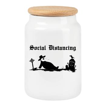 Black Death Social Distancing - Cookie Jar with Wooden Lid - white - Front