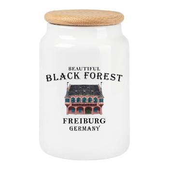 Fribourg-en-Brisgau, Forêt-Noire, Allemagne - Boîte à biscuits avec couvercle en bois - blanc - Devant