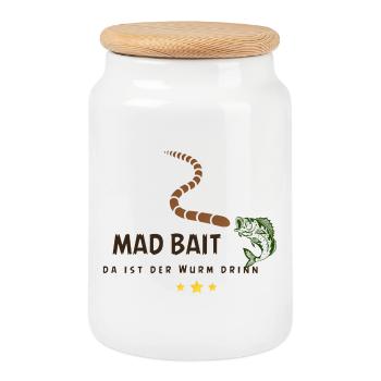 Fou Appât : Ver dans l’appât - Boîte à biscuits avec couvercle en bois - blanc - Devant