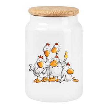 Des poulets amusants pour les amateurs de poulet - Boîte à biscuits avec couvercle en bois - blanc - Devant