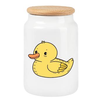 Canard - Boîte à biscuits avec couvercle en bois - blanc - Devant