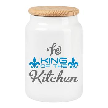 Funny gifts for men who cook well - Cookie Jar with Wooden Lid - white - Front