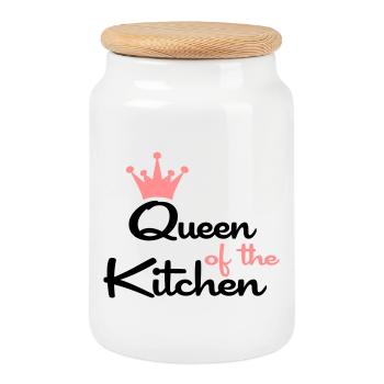 Gift idea for women who like to cook - Cookie Jar with Wooden Lid - white - Front