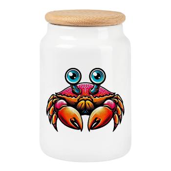 Crabe - Boîte à biscuits avec couvercle en bois - blanc - Devant