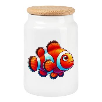 Clownfish - Cookie Jar with Wooden Lid - white - Front