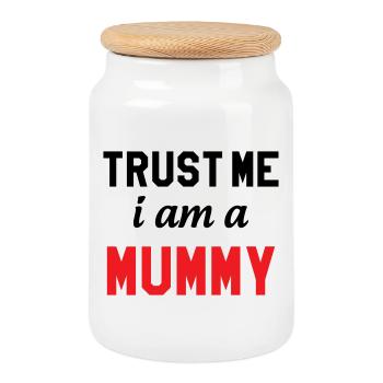 Glaub mir, ich bin eine Mama! - Keksdose mit Holzdeckel - Weiß - Vorne