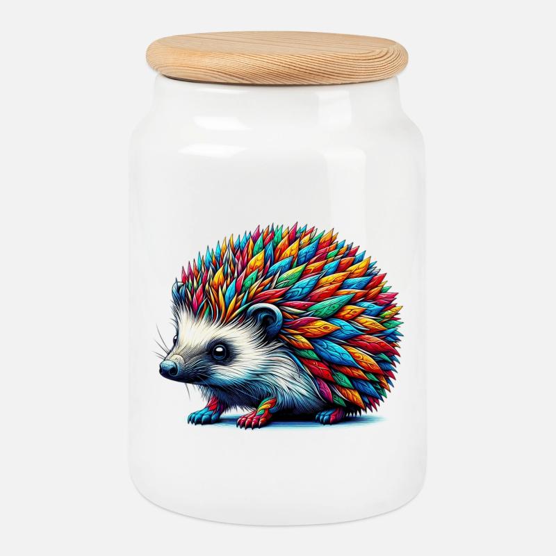 Igel - Keksdose mit Holzdeckel - Weiß