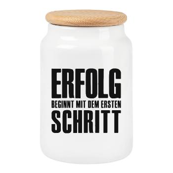Erfolg Spruch für Gründer Unternehmer Startup - Keksdose mit Holzdeckel - Weiß - Vorne