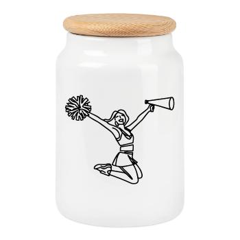 Cheerleader - Cookie Jar with Wooden Lid - white - Front