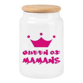 La Reine des Mamans - Fête des Mères - Boîte à biscuits avec couvercle en bois - blanc - Devant