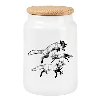 Les 3 Renards - Boîte à biscuits avec couvercle en bois - blanc - Devant