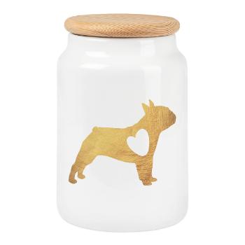 Carlin Or Chien Coeur Carlin Vie Chien Amour Fan Promenade - Boîte à biscuits avec couvercle en bois - blanc - Devant