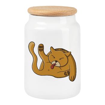 Bath Time - Cookie Jar with Wooden Lid - white - Front