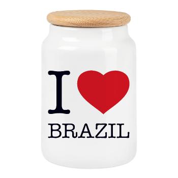 I LOVE BRAZIL Brasilien - Keksdose mit Holzdeckel - Weiß - Vorne
