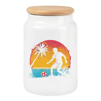 Footballer - Cookie Jar with Wooden Lid - white - Front
