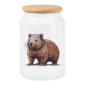 Wombat - Cookie Jar with Wooden Lid - white - Front