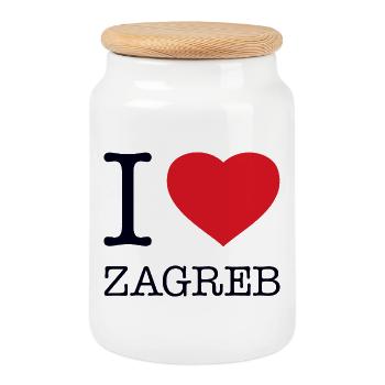 I LOVE ZAGREB - Cookie Jar with Wooden Lid - white - Front