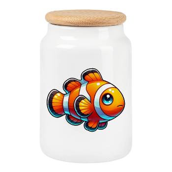 Clownfish - Cookie Jar with Wooden Lid - white - Front