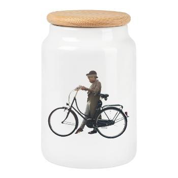 Summer - Cookie Jar with Wooden Lid - white - Front