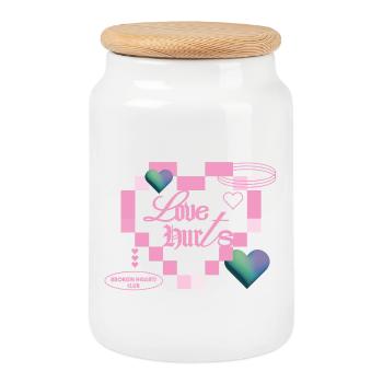 Love hurts - Cookie Jar with Wooden Lid - white - Front