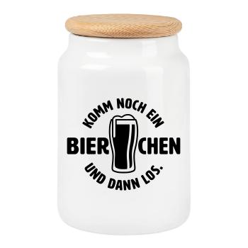 Noch ein Bierchen - Keksdose mit Holzdeckel - Weiß - Vorne