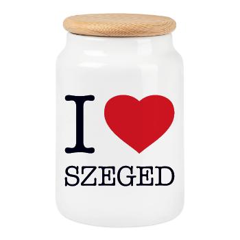 I LOVE SZEGED - Keksdose mit Holzdeckel - Weiß - Vorne