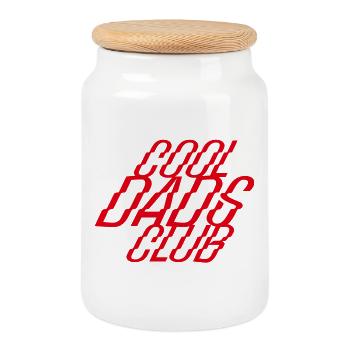 Cool Dads Club – Stylischer Vater-Look - Keksdose mit Holzdeckel - Weiß - Vorne