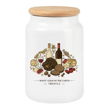 Italian Truffle Festival - Cookie Jar with Wooden Lid - white - Front