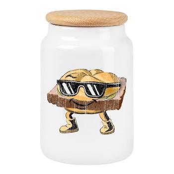 Leberkas Le.Ka.Se.Mi.Gu–charakter mit Sonnenbrille - Keksdose mit Holzdeckel - Weiß - Vorne