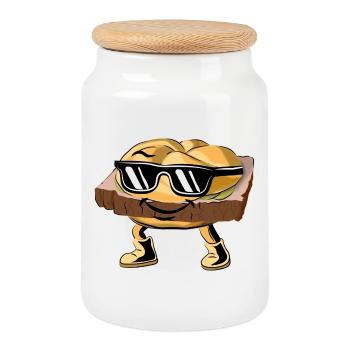 Leberkäs with style and attitude. - Cookie Jar with Wooden Lid - white - Front
