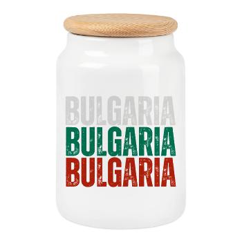 Bulgarian flag, Bulgarian pride - Cookie Jar with Wooden Lid - white - Front