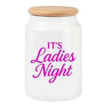 Its Ladies Night - Cookie Jar with Wooden Lid - white - Front