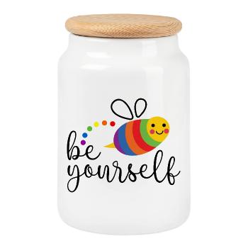 LGBTQ Pride Month - Sei du selbst - Keksdose mit Holzdeckel - Weiß - Vorne