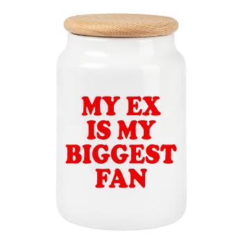 my ex is my biggest fan - Boîte à biscuits avec couvercle en bois - blanc - Devant