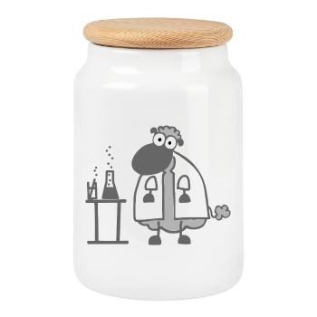 Ovins de laboratoire - Boîte à biscuits avec couvercle en bois - blanc - Devant