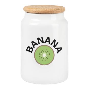 CRAZY FRUITS Collection - Cookie Jar with Wooden Lid - white - Front