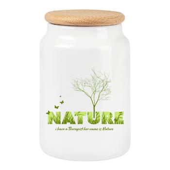 Motif vif d’arbre et de nature pour les vêtements - Boîte à biscuits avec couvercle en bois - blanc - Devant