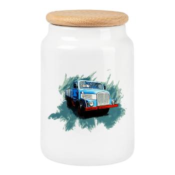 Ostkraft sur roues - Boîte à biscuits avec couvercle en bois - blanc - Devant