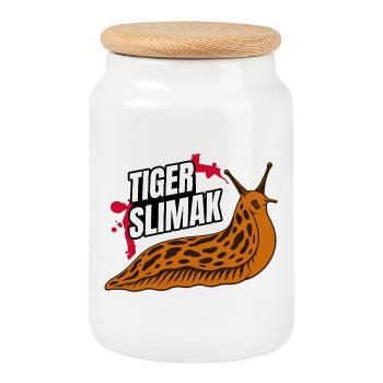 Tiger Ślimak – The toughest animal in Poland - Cookie Jar with Wooden Lid - white - Front