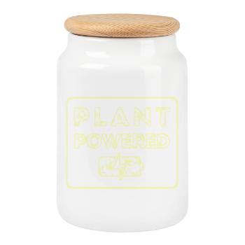 Plant powered - Cookie Jar with Wooden Lid - white - Front