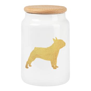Pug Gold Dog Animal Love Deluxe Dog Wauwau Woof - Cookie Jar with Wooden Lid - white - Front