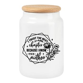 I Trust The Next Chapter Author - Cookie Jar with Wooden Lid - white - Front
