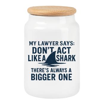 T-shirt humoristique de citation d’avocat requin - Boîte à biscuits avec couvercle en bois - blanc - Devant