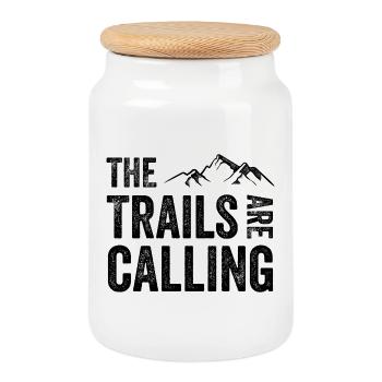 The Trails Are Calling - Cookie Jar with Wooden Lid - white - Front