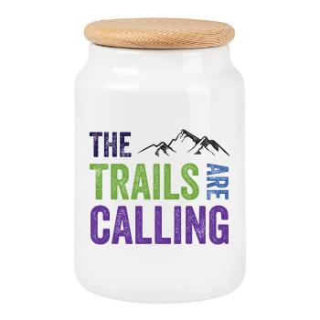 The Trails Are Calling - Cookie Jar with Wooden Lid - white - Front