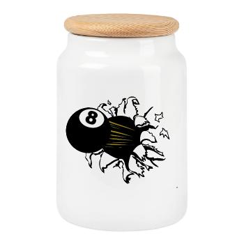 Queue d’or à 8 balles - Boîte à biscuits avec couvercle en bois - blanc - Devant