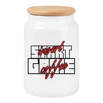 Insert Coffee Start Game – Gamer Café - Boîte à biscuits avec couvercle en bois - blanc - Devant